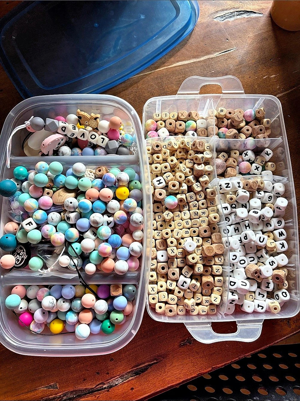 Assorted Colorful silicone beads and wooden beads Craft Supply Set